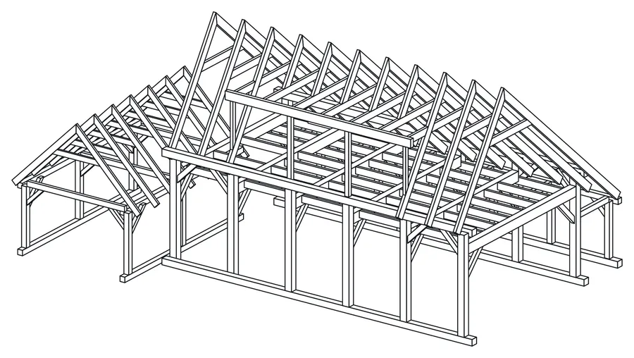 A low house on anchor-beam bents