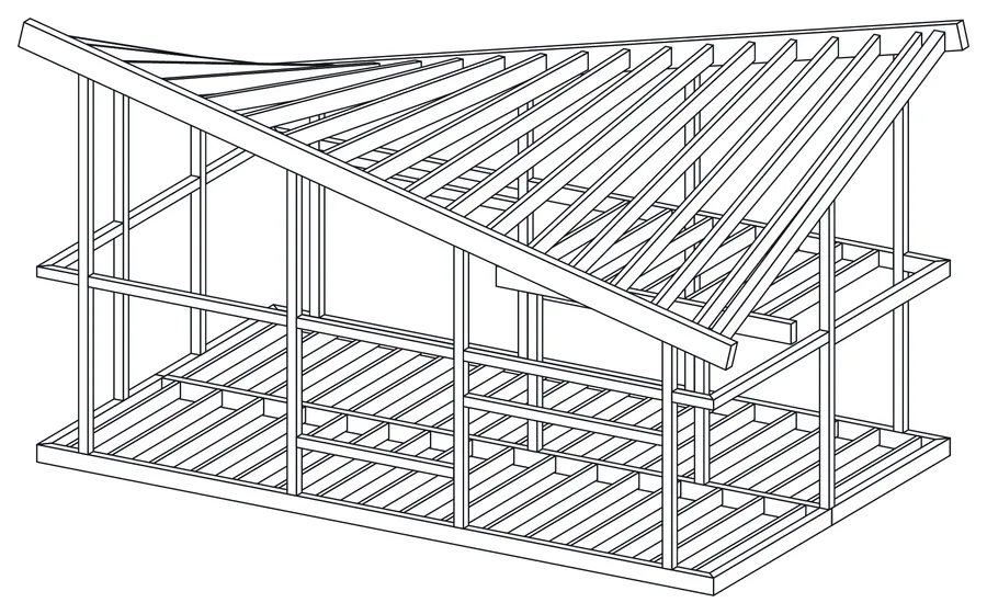 A tiny house with a saddle roof